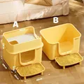 Große gelbe geschlossene Katzentoilette mit integrierter Sandkontrollstufe für Haustiere - Gelbes Set - 66 cm Jumbo-Katzentoilette mit Gratis-Pedal / Inklusive Schaufel + Deodorant-Packung