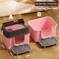 Extra große rosa Katzentoilette mit Sandkontrollplattform und detaillierten Maßangaben - Schwarz-rosa Set - 66 cm Jumbo-Katzentoilette mit Gratis-Pedal / Inklusive Schaufel + Deodorant-Packung