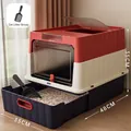 Large enclosed drawer-style cat litter box with scoop, 48x35x35cm - Ultra Style / Flagship-Cube Drawer Chinese Red