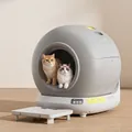 Self-cleaning automatic smart cat litter box with dual cats in a modern gray design - With Litter Tracking Pedal / CN Plug / Premium Grey