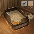 Large grey semi-enclosed cat litter box with sifting board and scoop, 45x30x17cm - With Scoop / Large (45x30x17cm) / Cloud Stone Grey