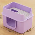 Extra large purple enclosed cat litter box with 53x66x48cm dimensions and top grate - Jumbo Style / With Large Litter Scoop / Jumbo Taro Purple