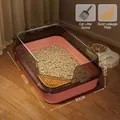Extra große rosa halbgeschlossene Katzentoilette mit transparentem Spritzschutz - Mit Schaufel / Groß (45x30x17cm) / Kirschblütenrosa