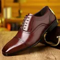 Detailed close-up view of a classic brown leather brogue shoe with decorative perforations - 39 / Burgundy