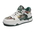 Sneaker alte casual per adolescenti con stampa orso cartoon e dettagli color verde - 40 / Stile Verde (LX-S1203)