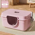 Extra large pink fully enclosed cat litter box with scoop and 63cm dimension markings - [63cm Jumbo] Thickened Model - Pink / Basic Model (Includes Litter Scoop & Deodorizing Pack)