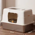 Extra grote volledig gesloten roestvrijstalen kattenbak met deur, 60x40x40 cm groot - Jumbo Dubbele Deur Gesloten Stijl / 60x40x40cm (Met Jumbo Schep + Deodorant Zak) / Wit