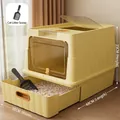 Large yellow enclosed cat litter box with drawer and scoop 48x35x35cm - Ultra Style / Flagship-Cube Drawer Mango Yellow