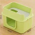 Extra large green enclosed cat litter box with transparent door and 66x48x53cm dimensions - Jumbo Style / With Large Litter Scoop / Jumbo Mint Green