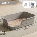 Μεγάλη γκρίζα μινιμαλιστική λεκάνη γάτας 60x40cm ημίκλειστη κατά του πιτσιλίσματος - Υπερμεγέθες / Με Εξαιρετικά Μεγάλο Φτυάρι / Μινιμαλιστικό Γκρι
