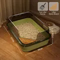 Large green semi-enclosed cat litter box includes scoop and mat, 45x30x17cm size - With Scoop / Large (45x30x17cm) / Mint Green