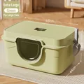 Extra-large enclosed green cat litter box with scoop and size dimensions - [63cm Jumbo] Thickened Model - Green / Basic Model (Includes Litter Scoop & Deodorizing Pack)