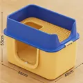 Arenero para gatos cerrado extra grande con puerta transparente en amarillo y azul - Jumbo Azul Amarillo
