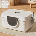 Extra-large enclosed white cat litter box with anti-splashing design and odor control - 63CM Jumbo - Thickened Edition / Basic Edition (With Scoop and Odor Pack) / White