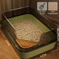 Extra large green semi-enclosed cat litter box with scoop and sifting plate, 61x42x24cm - With Scoop / 61x42x24cm / Mint Green
