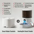 Automatic smart pet feeder and water fountain set with 4L and 3L capacity in white - Voice Video Interaction Set / 4L Feeder Video + 3L Water USB - White Black