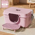 Extra large enclosed pink cat litter box with anti-tracking mat and scoop - [63cm Jumbo] Luxury Version with Pedal - Pink / Basic Model (Includes Litter Scoop & Deodorizing Pack)