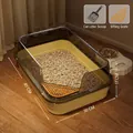 Extra große halbgeschlossene Katzentoilette mit Schaufel und 45x30x17cm Maßen - Mit Schaufel / Groß (45x30x17cm) / Käsegelb