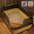 Large semi-enclosed cat litter box 61x42x24cm with scoop and pedal - With Scoop / 61x42x24cm / Mango Yellow