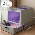Grande maison de toilette pour chat grise avec tiroir amovible et lampe de stérilisation UV - Style de Stérilisation / Stérilisation-Gris Minimaliste