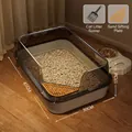Extra große halbgeschlossene Katzentoilette mit Spritzschutz und Schaufel 45x30x17cm - Mit Schaufel / Groß (45x30x17cm) / Marmor Grau