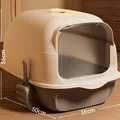 Große voll geschlossene Katzentoilette mit Schaufel in Premium-Grau, 50x35x35cm - Grau