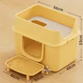 Arenero para gatos cerrado extragrande amarillo con diseño antisalpicaduras y medidas - Jumbo Amarillo Mango (Con Plataforma de Arena)