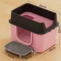 Arenero para gatos extragrande rosa y negro con medidas y alfombra para arena limpia - Jumbo Negro Rosa (Con Plataforma de Arena)