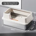 Extra large open stainless steel cat litter box with 27cm high fence, size 60x40x27cm - Extra Large (60*40*27CM) / Off White