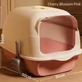 Große geschlossene Katzentoilette in Kirschblütenrosa inklusive Reinigungsschaufel - Rosa