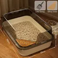 Große halbgeschlossene Katzentoilette mit hohen Wänden, Schaufel und Siebplatte. - Mit Schaufel / Extra groß (52x33x18cm) / Milchcremeweiß
