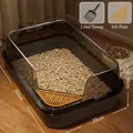 Extra große halbgeschlossene Katzentoilette mit Schaufel und Siebbrett, 52x33x18cm - Mit Schaufel / Extra groß (52x33x18cm) / Obsidian-Schwarz