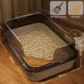 Extra große halbgeschlossene Katzentoilette mit Schaufel und Anti-Tracking-Siebplatte - Mit Schaufel / Extra groß (52x33x18cm) / Marmor Grau