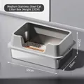 Medium stainless steel cat litter box with high splash guard, 50x35x22cm - Large (50*35*22CM) / Light Gray