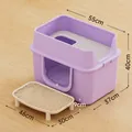 Arenero para gatos grande violeta con medidas 55cm y alfombra beige antisalpicaduras - Extra Grande Púrpura Taro (Con Plataforma de Arena)