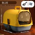 Extra große geschlossene Katzentoilette in Gelb und Blau mit Schaufel und UV-Sterilisation - Desodorierungsstil / Mit Schaufel und Desodorierungsbeutel / Gelb Blau