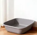 Großes graues offenes Katzenklo Becken für Haustiere mit minimalistischem Innenhintergrund - Nur Basis / Mit Schaufel und Desodorierungsbeutel / Grau