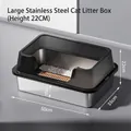Large stainless steel cat litter box with high splash guard and dimension markers - Large (50*35*22CM) / Transparent Black