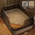 Extra große halbgeschlossene Katzentoilette mit 61x42x24cm Maßen inklusive Zubehör - Mit Schaufel / 61x42x24cm / Premium Grau