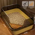 Extra große halbgeschlossene gelbe Katzentoilette mit 61x42x24cm Maßen und Schaufel - Mit Schaufel / 61x42x24cm / Mangogelb