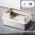 Extra large stainless steel cat litter box with high guard rail and 60x40x31cm size - Extra Large (60*40*31CM) / Standard Open Top / Includes Scoop + Deodorizer Pack / Off White