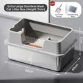 Extra large stainless steel cat litter box with high splash guard and bonus scoop - Extra Large (60*40*31CM) / Standard Open Top / Includes Scoop + Deodorizer Pack / Light Gray