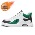 Sneakers alte invernali foderate in pile in stile casual bianco e verde alla moda - 39 / Bianco Verde
