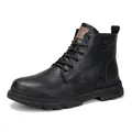 Klassieke retro zwarte hoge leren Martin-laarzen voor heren met duurzame textuurafwerking - 38 / Enkele Schoenen (22090) / Zwart