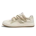 Trendy off-white low-top men's casual board shoes with decorative thick rope laces - 39 / Beige Khaki