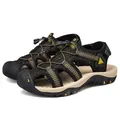 Sandales de sport d'extérieur noires respirantes pour hommes avec cordon de serrage - 38 / Noir et Jaune