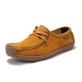 Mocassins décontractés en daim jaune moutarde avec semelle en caoutchouc pour femmes - 38 / Jaune (806)