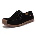 Chaussure escargot en daim noir pour femme avec semelle en caoutchouc texturée chic. - 38 / Noir (806)