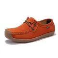 Mocassins décontractés en daim orange pour femmes avec semelle en caoutchouc confortable - 38 / Orange (806)