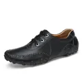 Classic black leather driving shoes for men featuring a unique octopus rubber sole - 38 / Black Lace-up